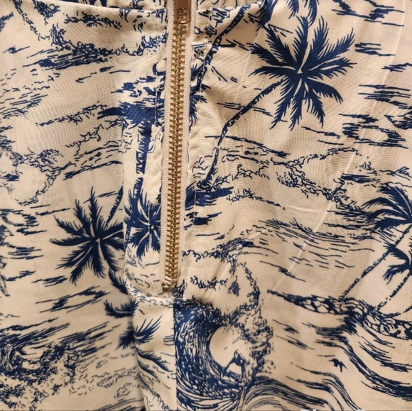 Hawaiian BIG WAVE PALM TREES BLUE &WHITE SWING SKIRT.ONE OF A KIND.Boho chic - Picture 3 of 6